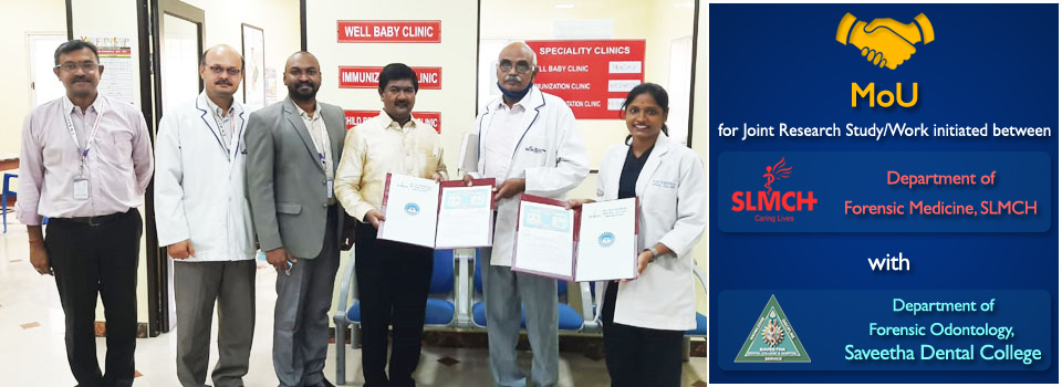 MoU for Joint Research Study/Work initiated between SLMCH with Saveetha Medical College