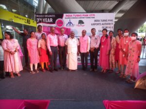 Pink Umbrella Walk at Chennai Airport