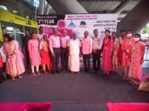 Pink Umbrella Walk at Chennai Airport