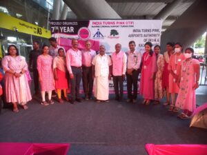 Pink Umbrella Walk at Chennai Airport