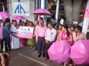 Pink Umbrella Walk at Chennai Airport