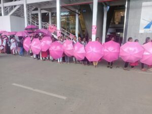 Pink Umbrella Walk at Chennai Airport