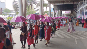 Pink Umbrella Walk at Chennai Airport