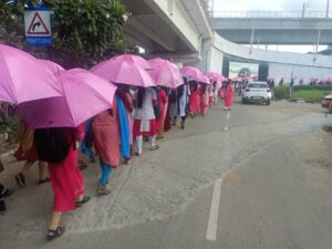 Pink Umbrella Walk at Chennai Airport