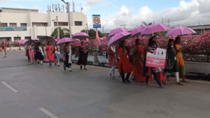 Pink Umbrella Walk at Chennai Airport
