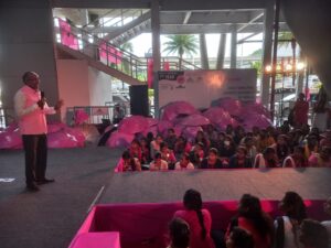 Pink Umbrella Walk at Chennai Airport