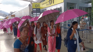 Pink Umbrella Walk at Chennai Airport