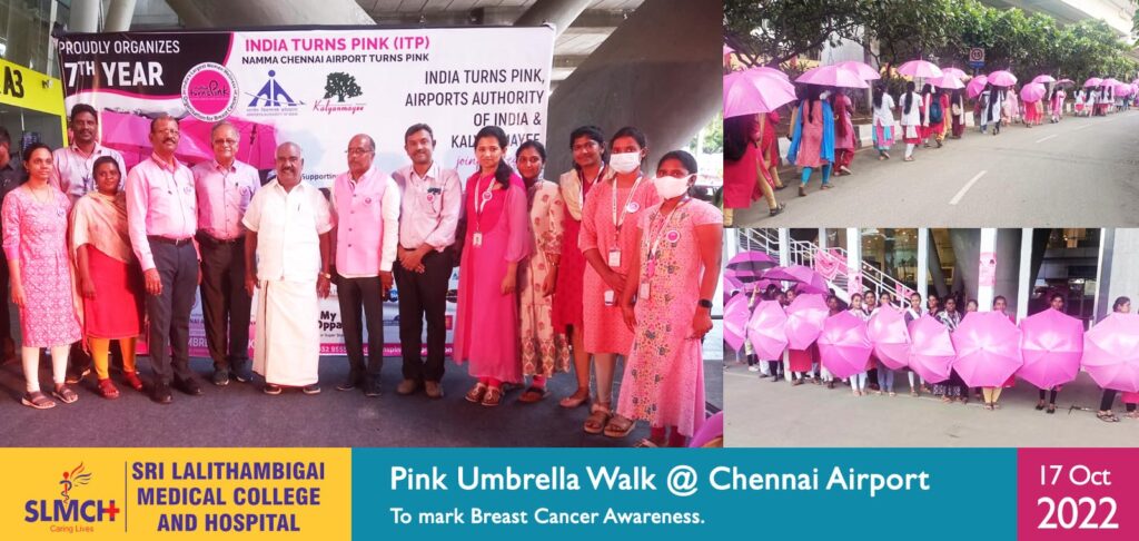 Pink Umbrella Walk at Chennai Airport